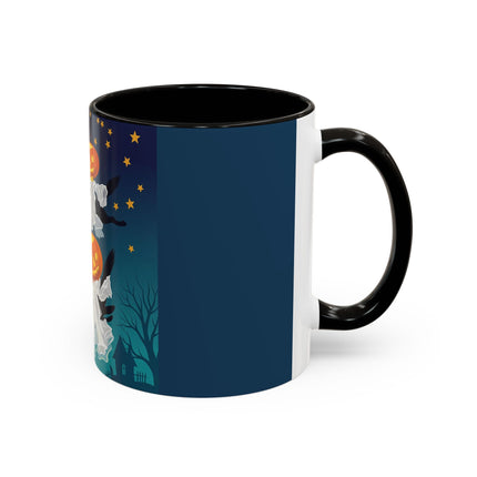 🐈‍⬛🎃 The Flying Black Cats Of Halloween Colorful Mug – Whimsical Storybook Charm