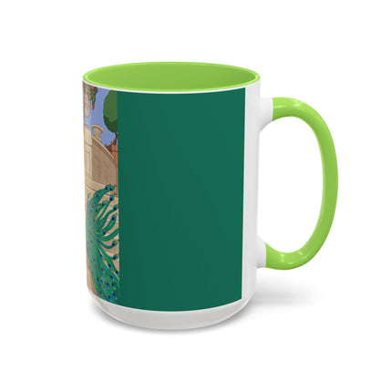 The Peacock's Admiration Colorful Mug (11oz, 15oz) – Rococo Elegance, Peacock Beauty & Garden Charm