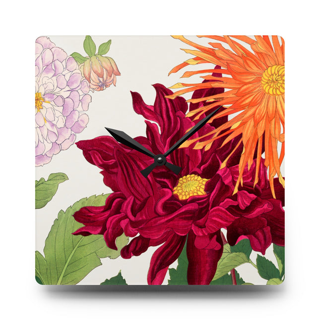Dahlia Flower by Tanigami Kônan Acrylic Wall Clock, Round and Square