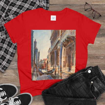 Gondola Moorings on the Grand Canal by John Singer Sargent Women's Midweight Cotton Tee
