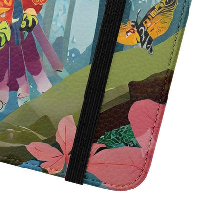🦖🦋 Colorful Raptor Flip Case – Butterfly Wonder & Forest Adventure