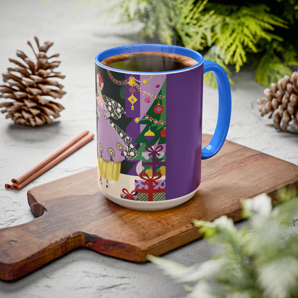 🎁✨ The Lavender Christmas Masquerade Colorful Mug – Art Deco Holiday Fantasy