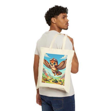 The Red-Tailed Hawk in Battle Cotton Canvas Tote Bag – Flight, Courage & High-Flying Adventure
