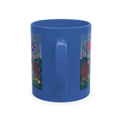 🐠🌸 The Lady Of The Underwater Flower Garden Ceramic Mug – Art Deco Aquatic Whimsy