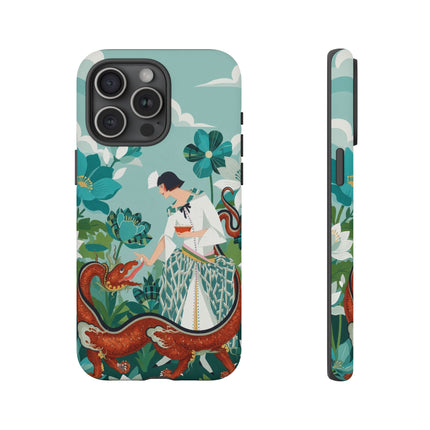 🐉🌿 The Dragon Keeper Phone Case – Art Deco Floral Fantasy