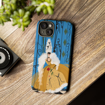 🎭🌹 The Lady At The Masquerade Gates Phone Case – Art Deco Fashion Illustration