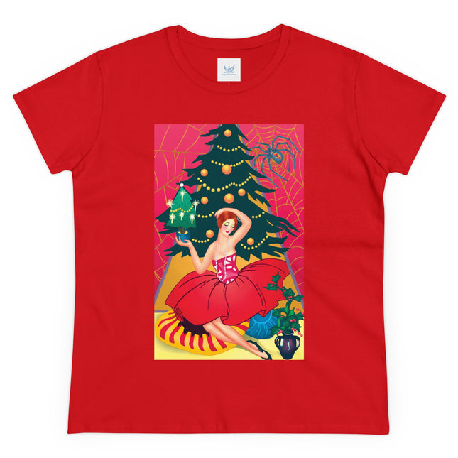 Art Deco Christmas Enchantment Women's Midweight Cotton Tee
