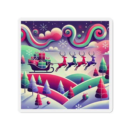 Festive Reindeer Flight Die-Cut Magnets (5 Sizes)
