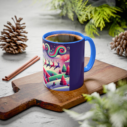 Festive Reindeer Flight Colorful Mugs (11oz, 15oz)