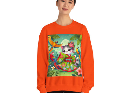 Parrot Dance of the Geisha Kitten Heavy Blend™ Crewneck Sweatshirt