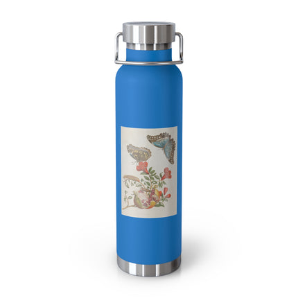 Blue Butterflies and Pomegranate by Maria Sibylla Merian Copper Vacuum Insulated Bottle, 22oz