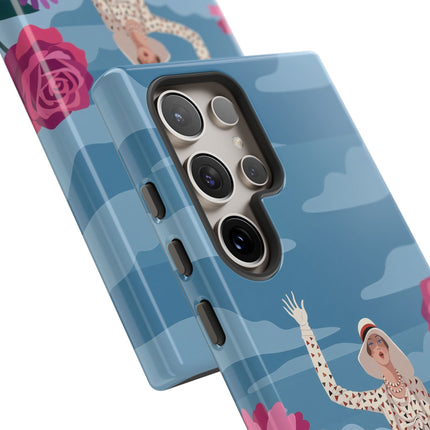 🌺👒 The Grand Flower Promenade Phone Case – Art Deco Fashion Illustration