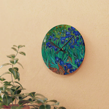 Irises by Vincent Van Gogh Acrylic Wall Clock, Round and Square