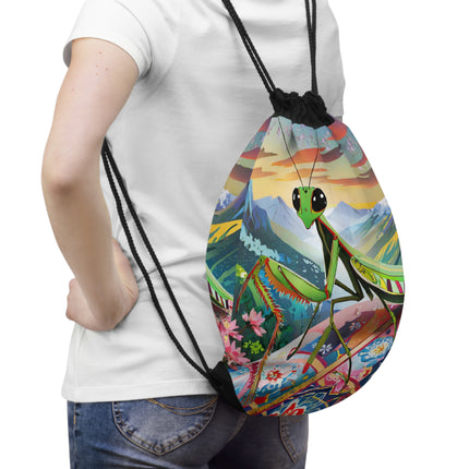 The Joyful Mantis Drawstring Bag