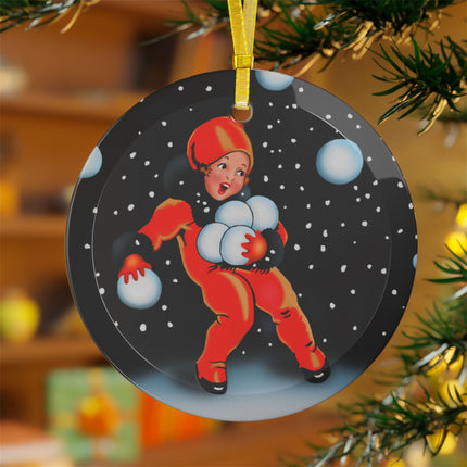 A Festive Snowball Glass Ornament