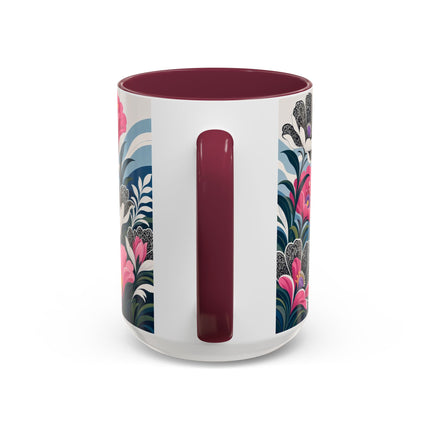 🌸🎀 The Pink Lace Garden Promenade Colorful Mug – Art Deco Fashion Elegance