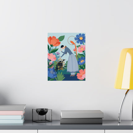 🦜🌺 The Garden Of Curious Birds Matte Vertical Poster – Art Deco Botanical Whimsy