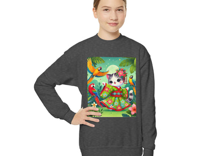 Parrot Dance of the Geisha Kitten Youth Crewneck Sweatshirt