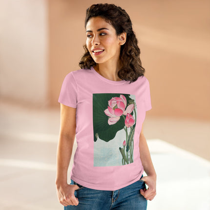 Blooming Lotus Flowers by Ohara Koson Women's Midweight Cotton Tee
