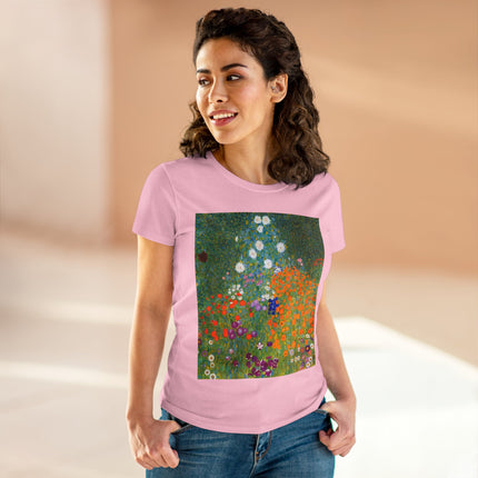 Cottage Garden by Gustav Klimt Women's Midweight Cotton Tee