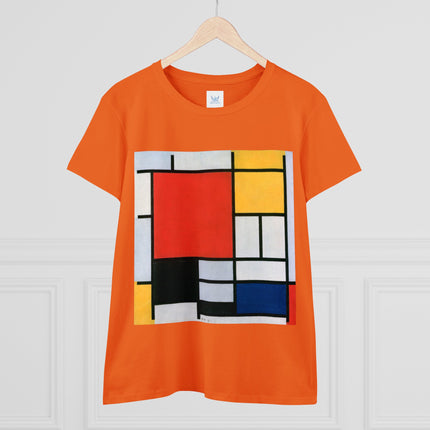 Composition with Red, Yellow, Blue, and Black by Piet Mondrian Women's Midweight Cotton Tee