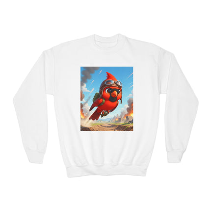 Cardinal Dive Bomber Youth Crewneck Sweatshirt – Action, Courage & High-Flying Adventure