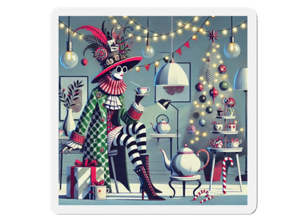 Whimsical Christmas Tea Party Die-Cut Magnets (5 Sizes)