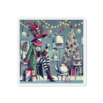 Whimsical Christmas Tea Party Die-Cut Magnets (5 Sizes)