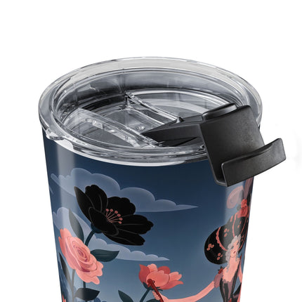 🌹🎭 The Rose Masquerade Promenade Tumbler, 20oz – Art Deco Floral Elegance