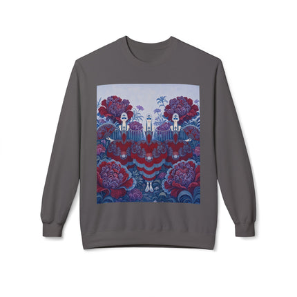 🎭🌺 The Enchanted Garden Masquerade Trio Midweight Crewneck Sweatshirt – Art Deco Floral Elegance