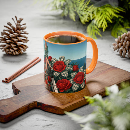 ⛵🌹 The Seaside Rose Traveler Colorful Mug – Art Deco Floral Elegance