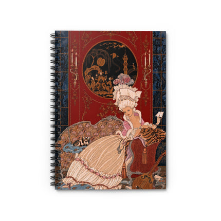 🎀🐈 The Lady Of The Chinoiserie Salon Spiral Notebook – Art Deco Fashion Illustration