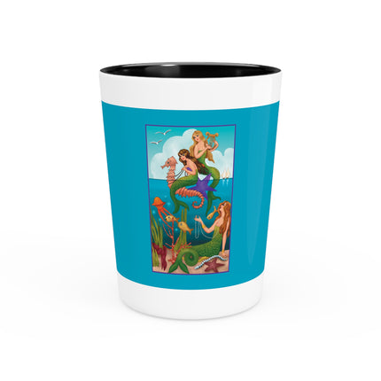 Three Mermaids with Strings of Pearls by Carlo Chiostri Ceramic Shot Glass