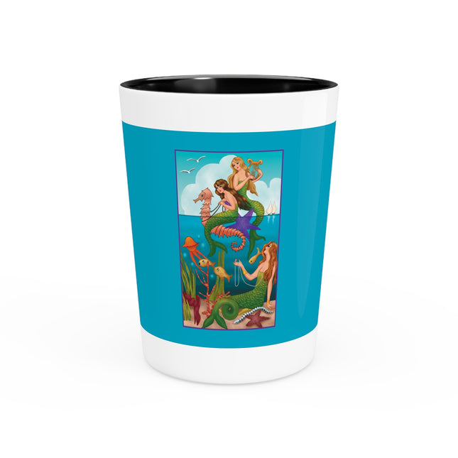 Three Mermaids with Strings of Pearls by Carlo Chiostri Ceramic Shot Glass