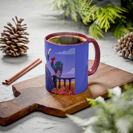 The Dawn Serenade Colorful Mug (11oz, 15oz) – Rooster Beauty, Morning Charm & Art Deco Elegance