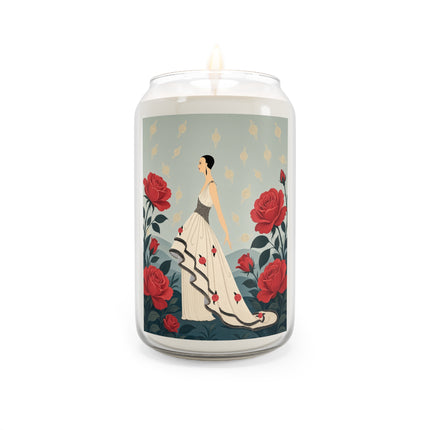 🌹🤍 The Lady Of The Scarlet Rose Garden Scented Soy Candle – Art Deco Floral Elegance