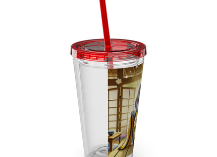 Playful Kitten in the Tea Room Sunsplash Tumbler with Straw, 16oz