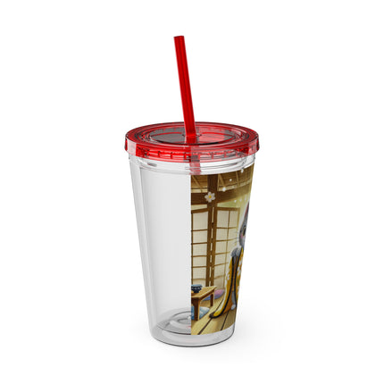 Playful Kitten in the Tea Room Sunsplash Tumbler with Straw, 16oz
