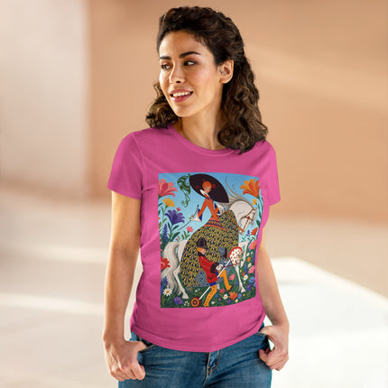 🐎🌸 The Enchanted Garden Riders Cotton Tee – Art Deco Equestrian Whimsy