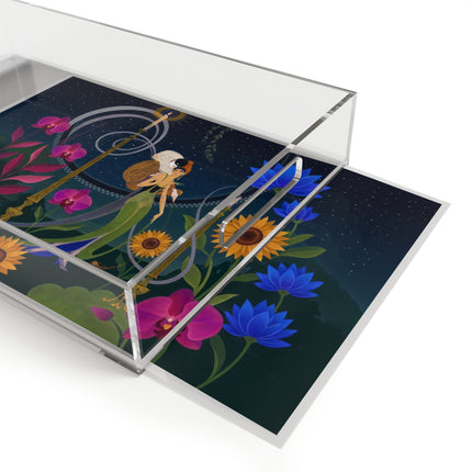 🌙🕯️ The Lady Of The Midnight Garden Acrylic Serving Tray – Art Deco Nocturne