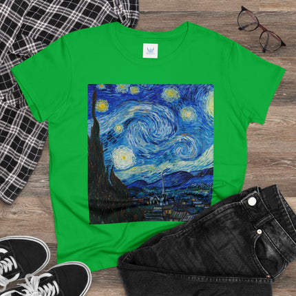 The Starry Night by Vincent Van Gogh Women's Midweight Cotton Tee