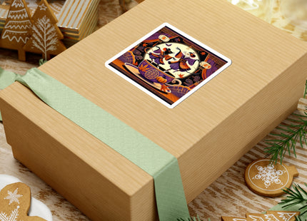 Theatrical Halloween Kabuki Mice on Teacup Kiss-Cut Stickers (4 Sizes)