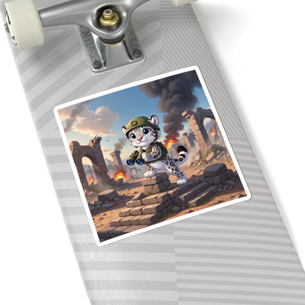 🐆🔭 The Snow Leopard Lookout Kiss-Cut Sticker – Adventure, Curiosity & Fearless Style