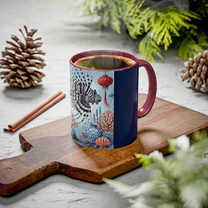 Lionfish & Lantern Colorful Mug – Mystical Ocean & Asian Harmony
