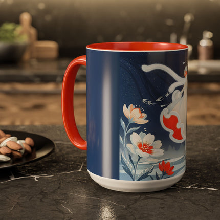 ❄️⛸️ The Winter Skater’s Flight Colorful Mug – Art Deco Floral Fantasy