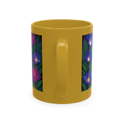 🌙🌺 The Lady Of The Midnight Flower Garden Ceramic Mug – Art Deco Floral Elegance