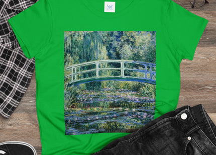 Water Lilies and Japanese Bridge by Claude Monet Women's Midweight Cotton Tee