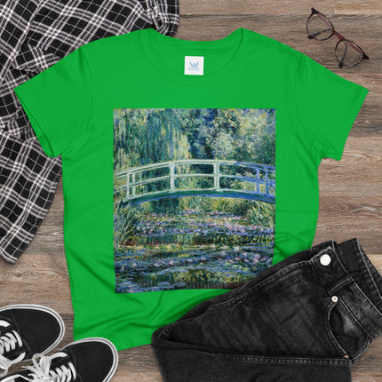 Water Lilies and Japanese Bridge by Claude Monet Women's Midweight Cotton Tee