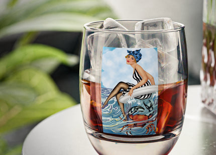 Playful Waves and Fashion Follies Whiskey Glass