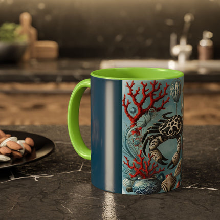 Spotted Crab & Pagoda Colorful Mug – Mystical Ocean & Asian Harmony